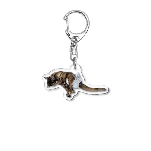 おむつねこ(青) Acrylic Key Chain