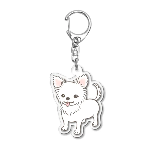 チワワ（ロング・ホワイト） Acrylic Key Chain