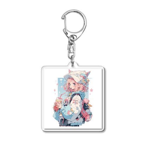 可愛いピンク髪少女 Acrylic Key Chain