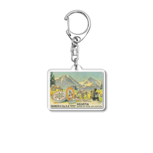 スペインで販売されたスイスチーズ 1950年代　リトグラフ Acrylic Key Chain