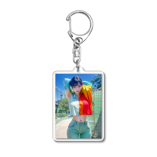 おへそ出しカラフル１ Acrylic Key Chain