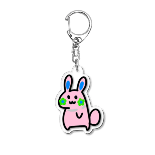 お花ウサギ🌼🐰ピンク Acrylic Key Chain