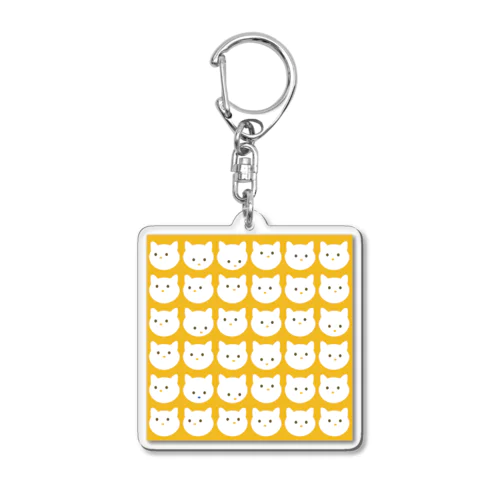 Dot Cat Daily_Square（イエロー） Acrylic Key Chain