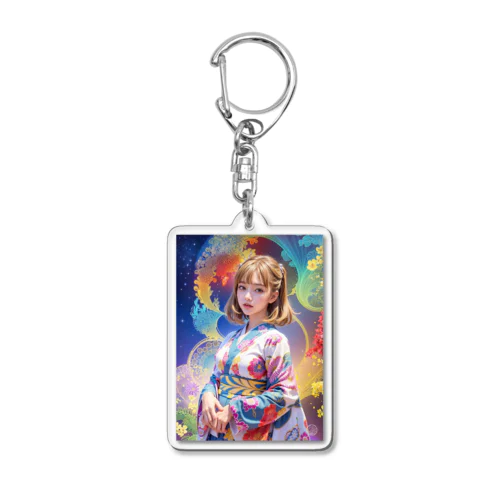 カラフル空間の女の子1 Acrylic Key Chain