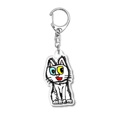 オッドアイの白猫エマメちゃんグッズ アクリルキーホルダー