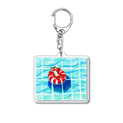 プールのトラちゃん Acrylic Key Chain