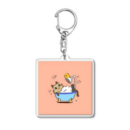 お風呂でリラックス（シャム） Acrylic Key Chain