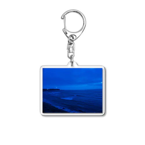 夜明け前の海と灯台 Acrylic Key Chain