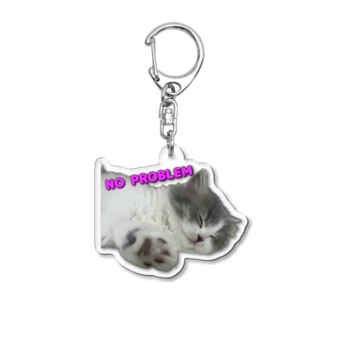 猫は寝ててもNO PROBLEM Acrylic Key Chain