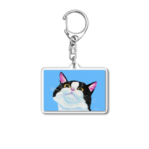 ハチワレ猫レオくん(アップ) Acrylic Key Chain