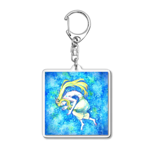 青い花の中で、永遠に。In blue flowers, forever. Acrylic Key Chain