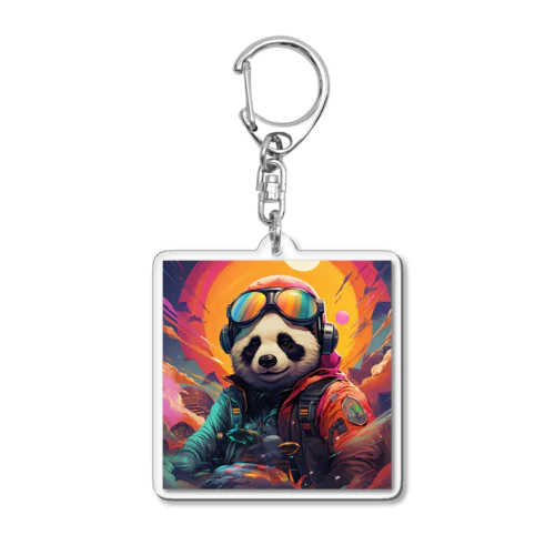 Future Funk Panda Acrylic Key Chain