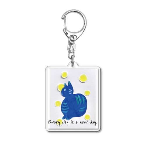 Cat blue  Acrylic Key Chain