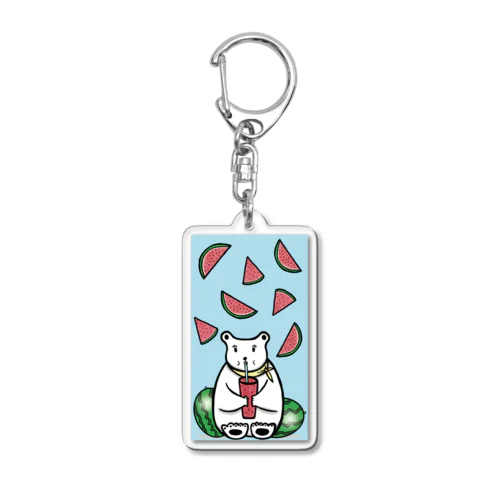 スイカジュースを飲む白熊 Acrylic Key Chain