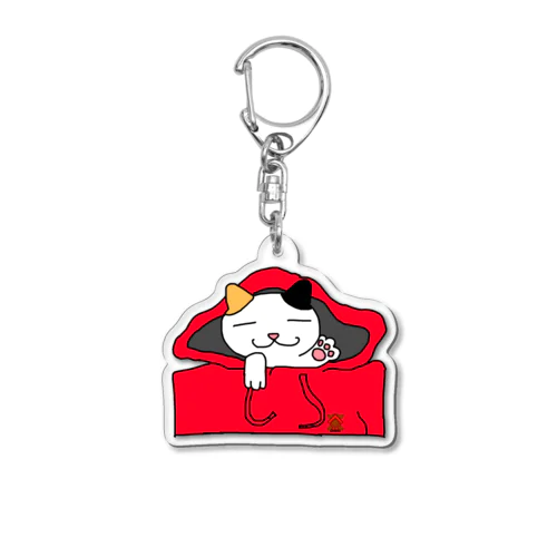 パーカーに三毛猫 Acrylic Key Chain