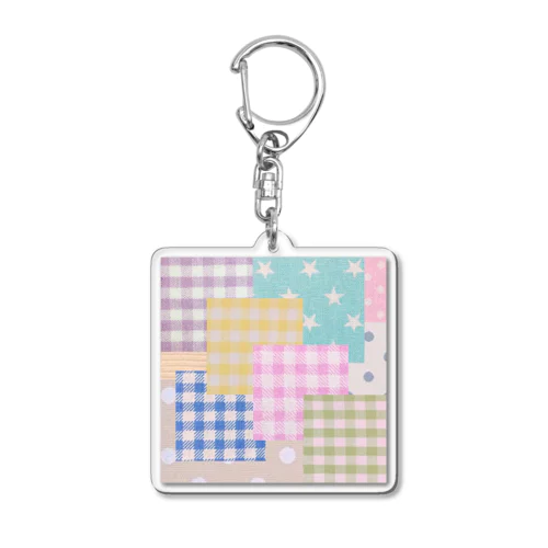 ミルキー☆パッチワーク風♪（ピンク） Acrylic Key Chain