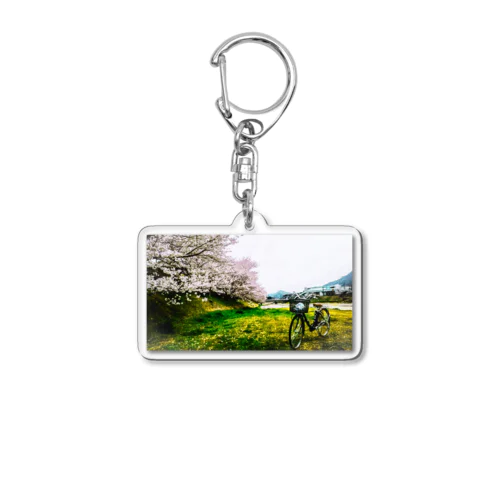 明るい桜並木 Acrylic Key Chain