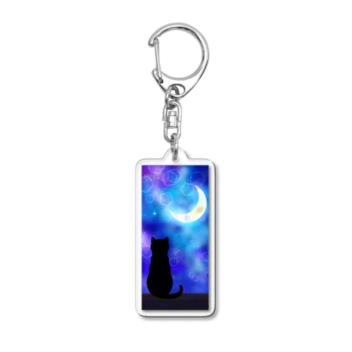 黒猫の月夜 Acrylic Key Chain