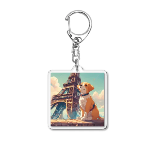 【パリ旅行】犬くん Acrylic Key Chain