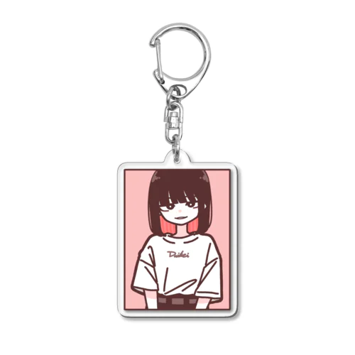 ぴんくみ黒ボブちゃん Acrylic Key Chain