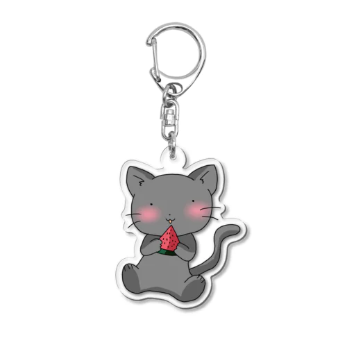 夏の黒猫キーホルダー Acrylic Key Chain