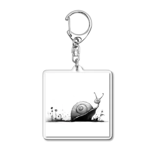 白黒カタツムリ Acrylic Key Chain