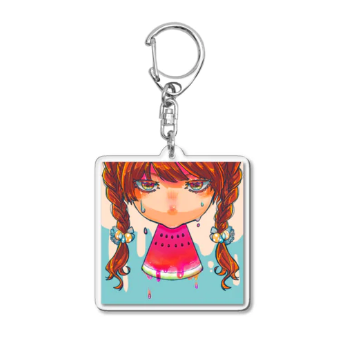 スイカを食べる女の子 Acrylic Key Chain