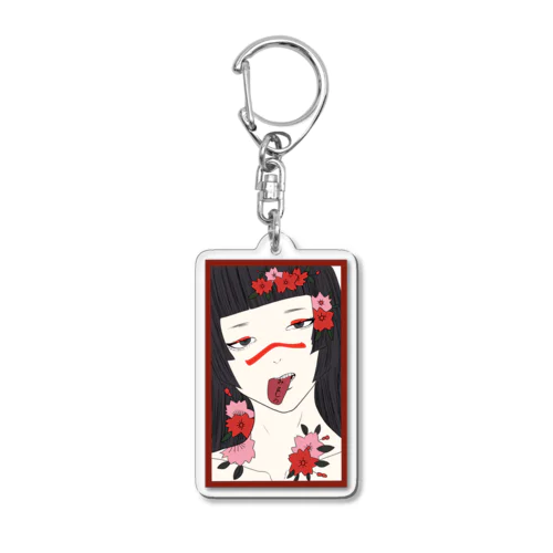 花札 桜に赤短 オリジナルキャラ Acrylic Key Chain