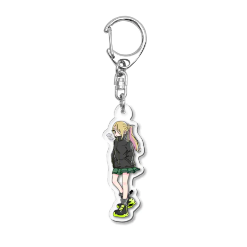 ポニーテールのギャル Acrylic Key Chain