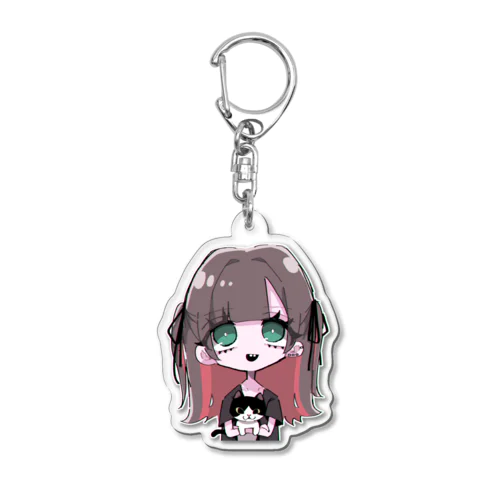 女の子と猫 Acrylic Key Chain