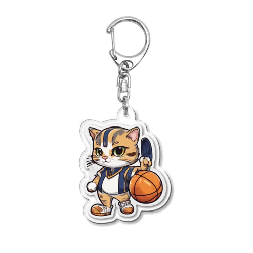 自信家のバスケットキャット ネロ君 Acrylic Key Chain