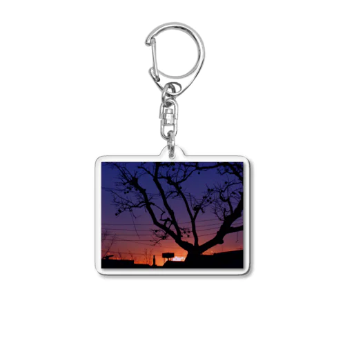 夕焼けと柿の木のトワイライト Acrylic Key Chain