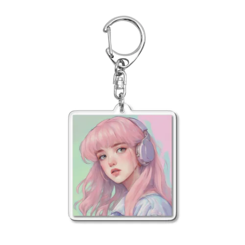 Headphones Girl Acrylic Key Chain