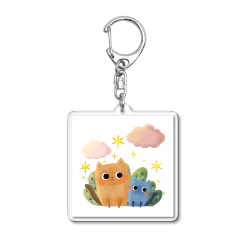 2匹の猫 Acrylic Key Chain