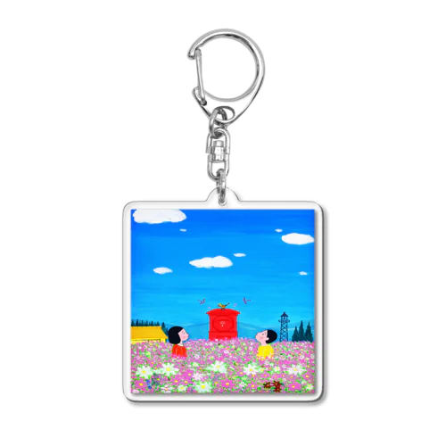 アートとメルヘンと創作の森　ノスタルジック絵画　秋野あかね作「花びらの手紙」 Acrylic Key Chain