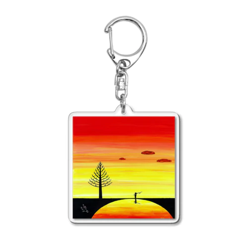 アートとメルヘンと創作の森　ノスタルジック絵画　秋野あかね作 「夕焼け空」 Acrylic Key Chain