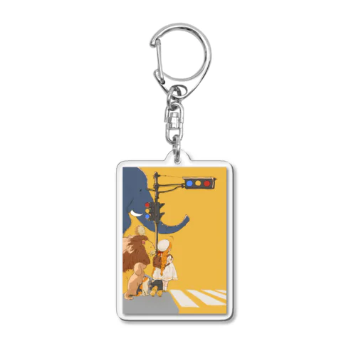 優しい動物さんと女の子 Acrylic Key Chain