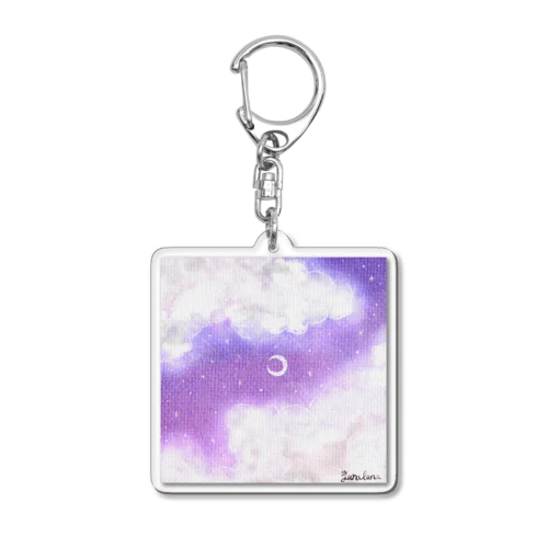 白夜の空と三日月 Acrylic Key Chain