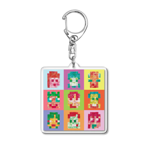 TIE DYE PIXCEL FACE Acrylic Key Chain