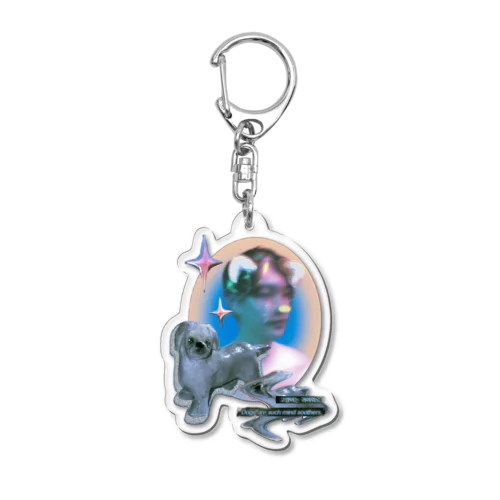 猫と犬　どっちも好きだな Acrylic Key Chain