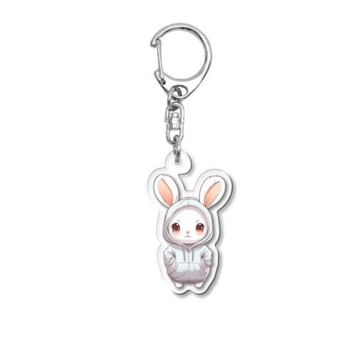 パーカーを着ているうさぎちゃん Acrylic Key Chain