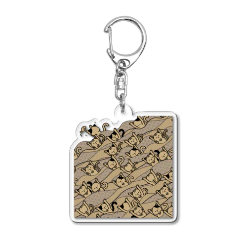 和柄シンクロナイズドスイミング猫（茶色） Acrylic Key Chain