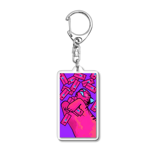 猫と現金　大金持ちバージョン Acrylic Key Chain