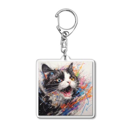 躍動する猫 Acrylic Key Chain