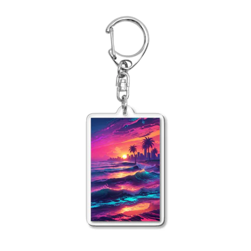 サンセットウェーブwithヤシの木 Acrylic Key Chain