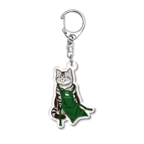 カフェ店員猫 Acrylic Key Chain