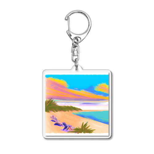 太陽が出てるビーチ Acrylic Key Chain