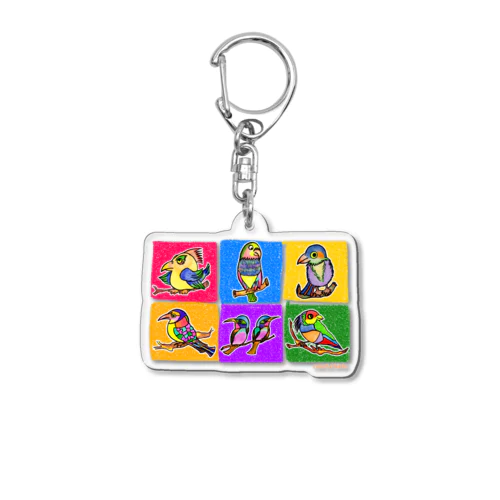 Colorful  birds アクリルキーホルダー