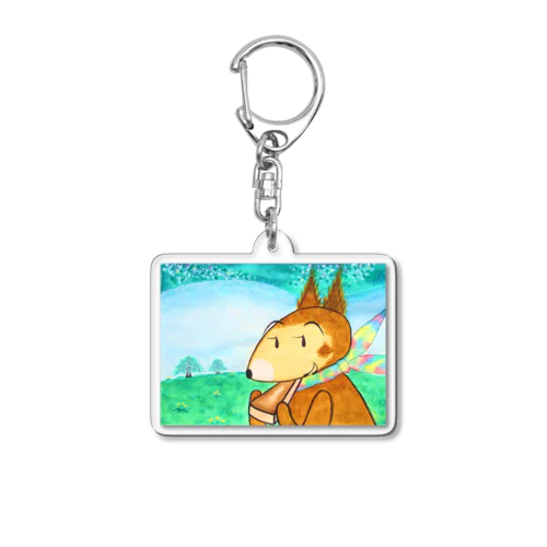 ファンタジー物語ピピのつばさ　「アップルパイを食べるリスのチキチキ」 Acrylic Key Chain