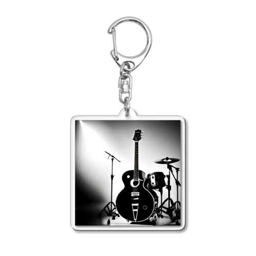 音楽の心・白黒で描かれた情熱の瞬間 Acrylic Key Chain